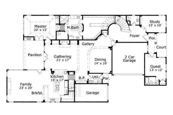 Floor Plan - Main Floor for European House Plan #411-357 - 5 bed, 5.5 bath