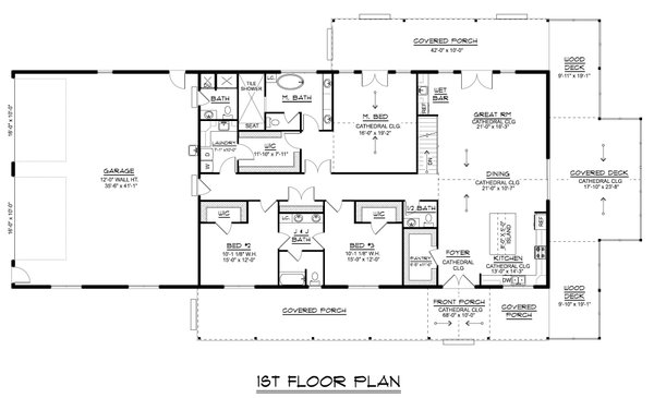 Home Plan - Floor Plan - Main Floor for Barndominium House Plan #1064-473 - 3 bed, 3.5 bath