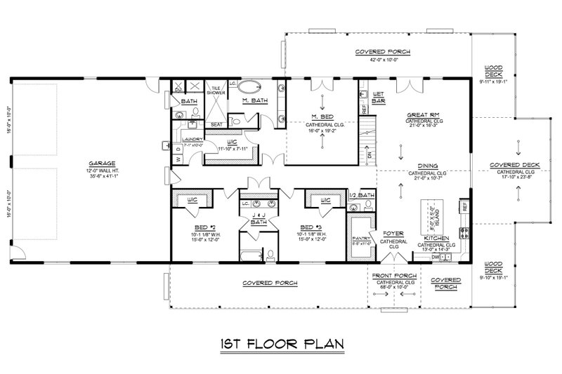 Home Plan - Floor Plan - Main Floor for Barndominium House Plan #1064-473 - 3 bed, 3.5 bath