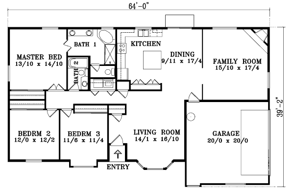 Adobe / Southwestern Floor Plan - Main Floor Plan #1-1357