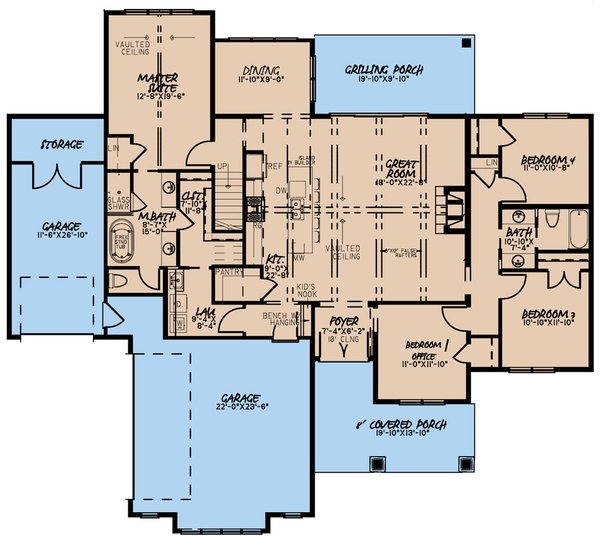 Architectural House Design - Farmhouse Floor Plan - Main Floor Plan #923-181