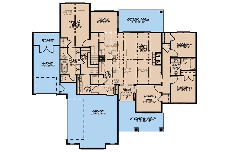 House Plan Design - Floor Plan - Main Floor for Farmhouse House Plan #923-181 - 4 bed, 2.5 bath
