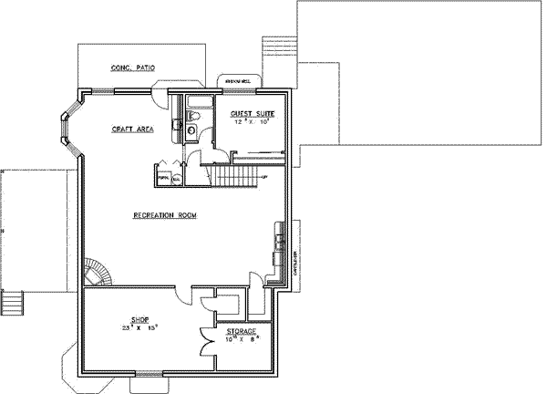 Architectural House Design - Traditional Floor Plan - Lower Floor Plan #117-331