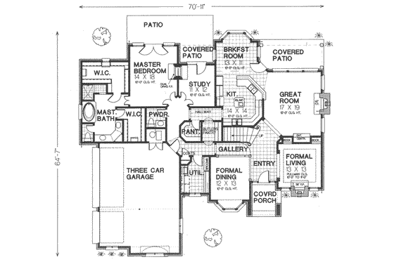 Floor Plan - Main Floor for European House Plan #310-339 - 4 bed, 3.5 bath