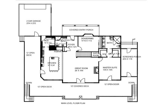 Floor Plan - Main Floor for Craftsman House Plan #117-1112 - 5 bed, 3 bath