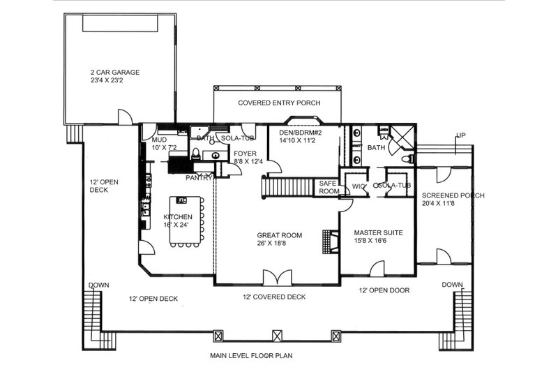 Home Plan - Floor Plan - Main Floor for Craftsman House Plan #117-1112 - 5 bed, 3 bath