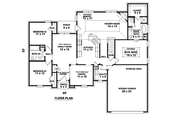 Floor Plan - Main Floor for Traditional House Plan #81-945 - 3 bed, 2 bath