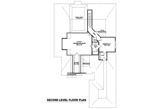 Floor Plan - Upper Floor for European House Plan #81-1301 - 4 bed, 3 bath
