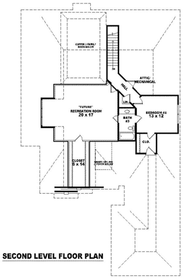 Floor Plan - Upper Floor for European House Plan #81-1301 - 4 bed, 3 bath