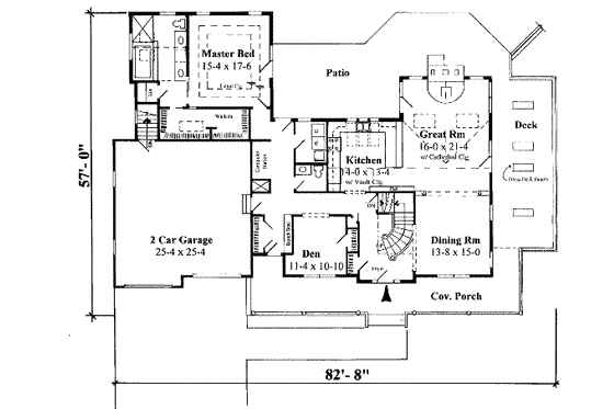 Floor Plan - Main Floor for Country House Plan #75-177 - 3 bed, 2.5 bath