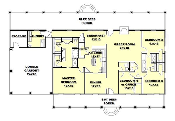 Country Floor Plan - Main Floor Plan #44-172