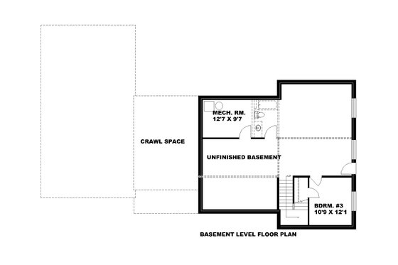 Floor Plan - Lower Floor for Craftsman House Plan #117-1087 - 3 bed, 2.5 bath