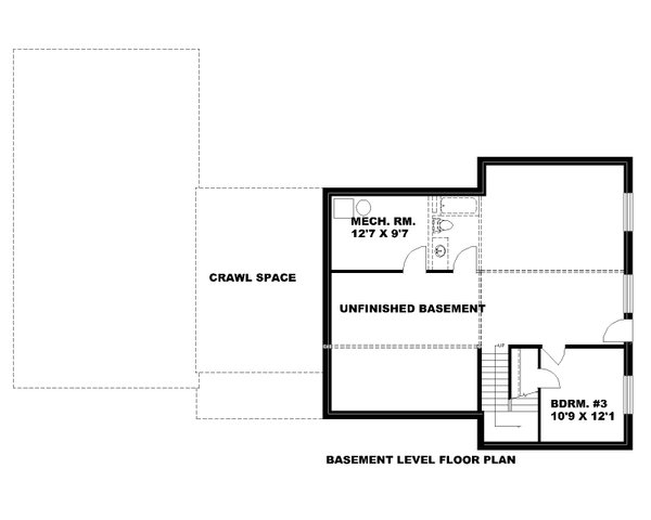 Architectural House Design - Floor Plan - Lower Floor for Craftsman House Plan #117-1087 - 3 bed, 2.5 bath