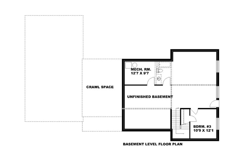 Architectural House Design - Floor Plan - Lower Floor for Craftsman House Plan #117-1087 - 3 bed, 2.5 bath