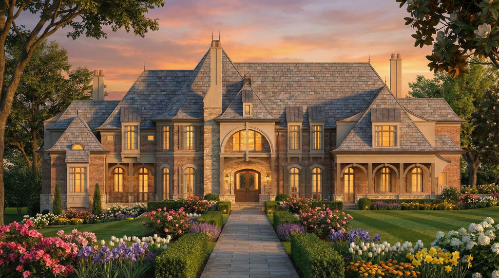 Exterior - Front Elevation 5 for European House Plan #119-167 - 5 bed, 6.5 bath
