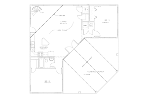 Floor Plan - Main Floor for Contemporary House Plan #8-239 - 2 bed, 1 bath