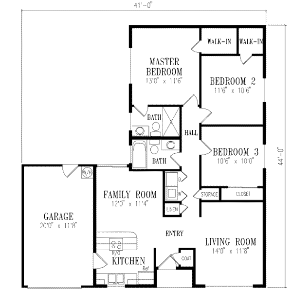 Ranch Floor Plan - Main Floor Plan #1-169