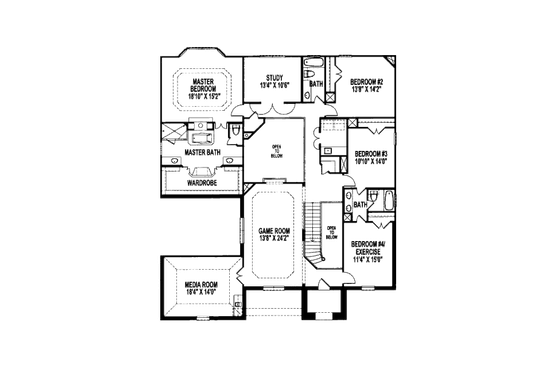 Floor Plan - Upper Floor for European House Plan #141-316 - 4 bed, 4 bath
