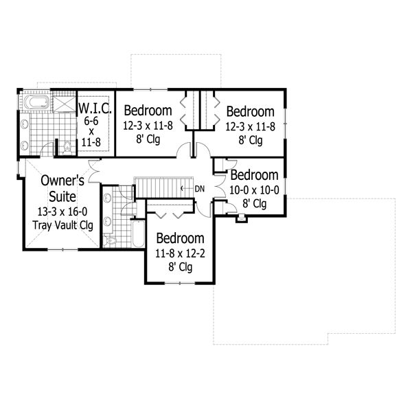 Farmhouse Floor Plan - Upper Floor Plan #51-434
