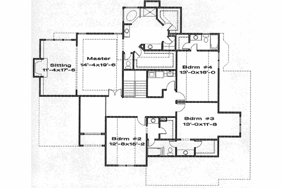Floor Plan - Upper Floor for Traditional House Plan #6-127 - 4 bed, 3.5 bath