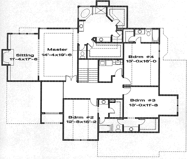 Traditional Floor Plan - Upper Floor Plan #6-127