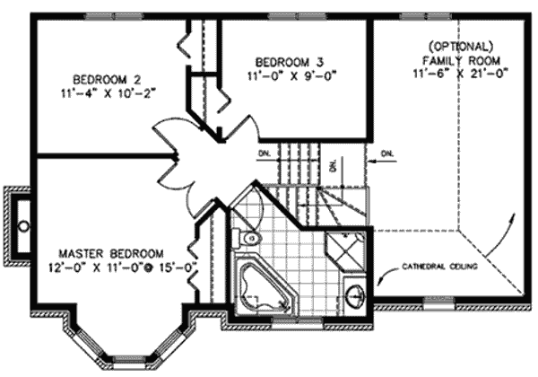 Floor Plan - Upper Floor for European House Plan #138-286 - 3 bed, 1.5 bath