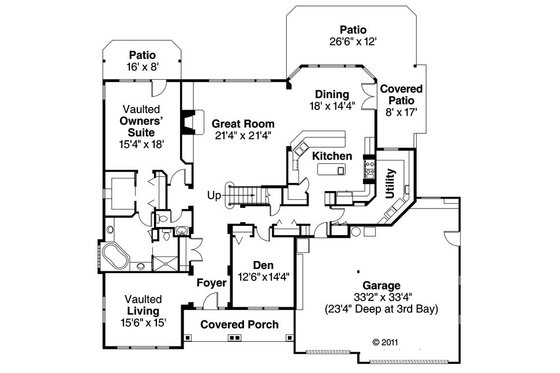 Floor Plan - Main Floor for Craftsman House Plan #124-481 - 5 bed, 3.5 bath