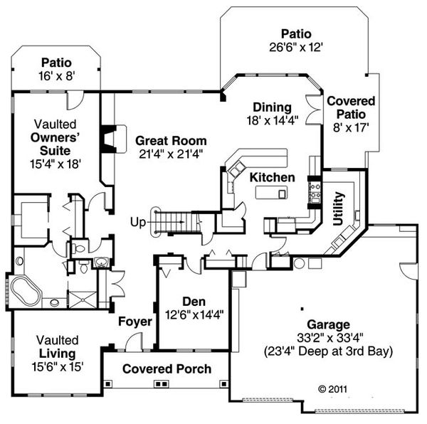 Craftsman Floor Plan - Main Floor Plan #124-481