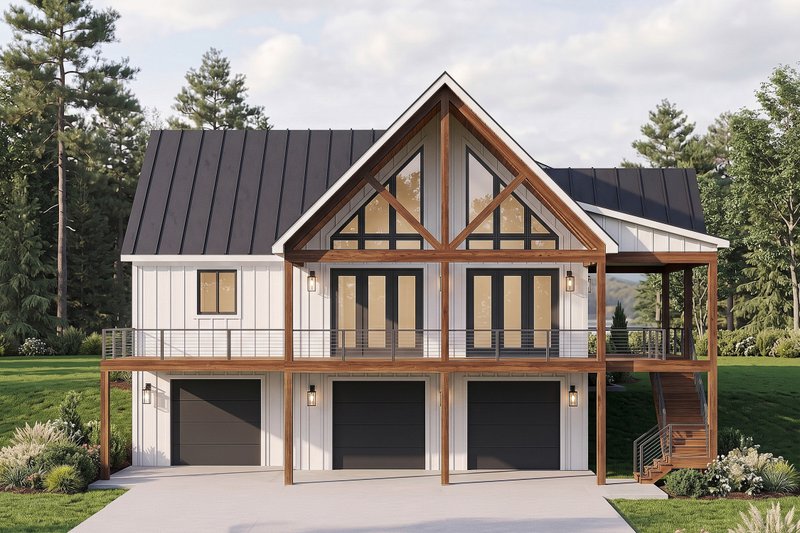 House Blueprint - Exterior - Front Elevation 3 for Country House Plan #932-1454 - 3 bed, 2.5 bath