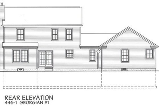 Exterior - Rear Elevation for Colonial House Plan #446-1 - 4 bed, 2.5 bath