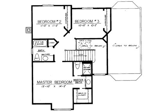 Floor Plan - Upper Floor for Bungalow House Plan #303-292 - 3 bed, 2.5 bath