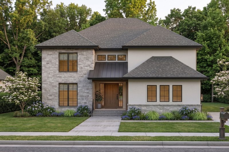 Architectural House Design - Exterior - Front Elevation 4 for Mediterranean House Plan #455-790 - 4 bed, 3.5 bath
