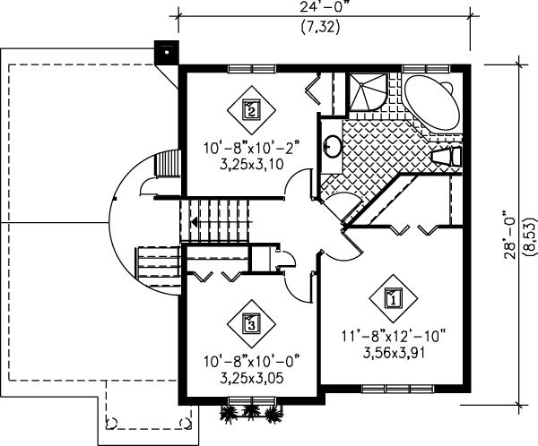 European Floor Plan - Upper Floor Plan #25-3010
