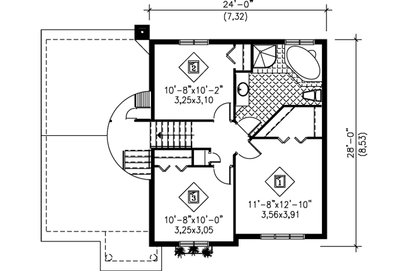 House Plan Design - Floor Plan - Upper Floor for European House Plan #25-3010 - 4 bed, 2 bath