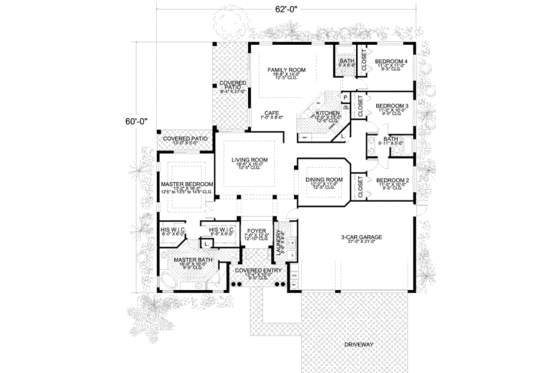 Floor Plan - Main Floor for Mediterranean House Plan #420-269 - 4 bed, 3 bath