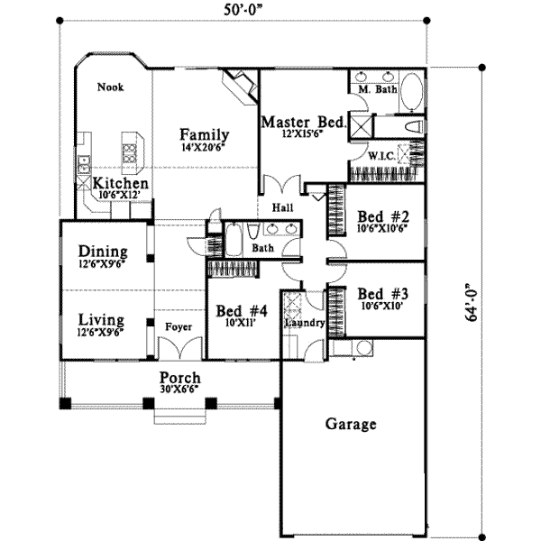 Bungalow Floor Plan - Main Floor Plan #78-138