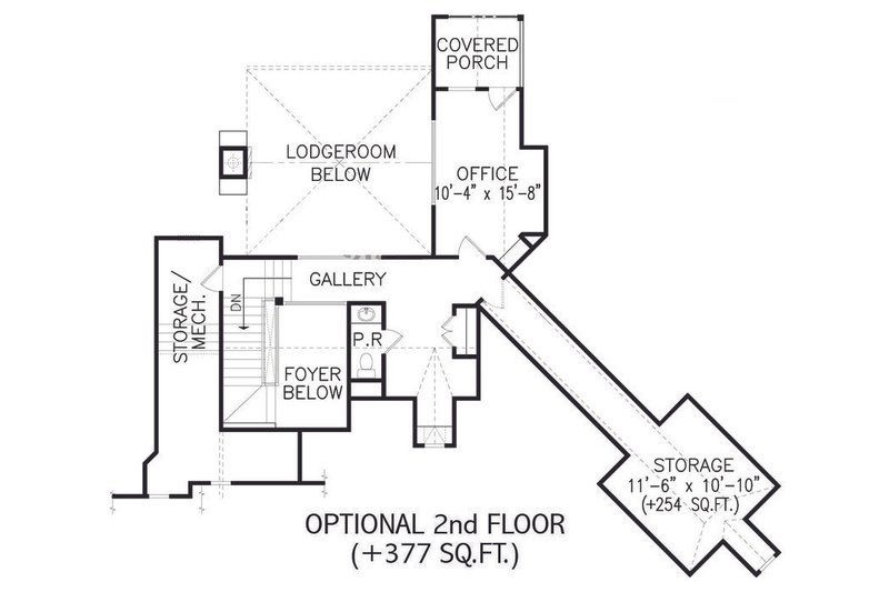 House Blueprint - Floor Plan - Upper Floor for Craftsman House Plan #54-493 - 3 bed, 3 bath