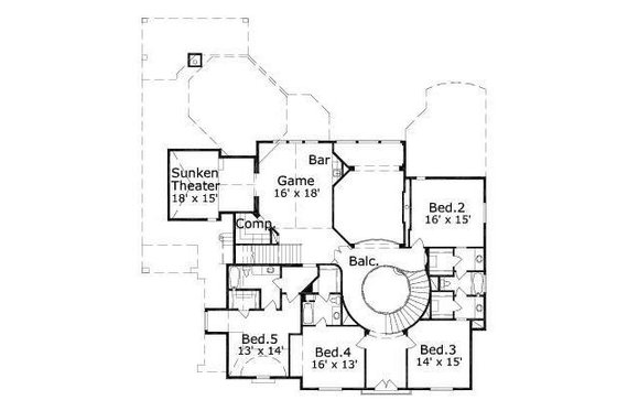Floor Plan - Upper Floor for European House Plan #411-370 - 5 bed, 4.5 bath