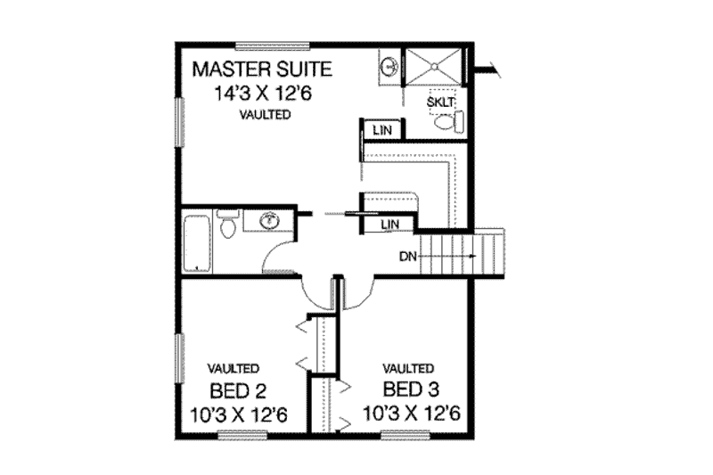 Home Plan - Floor Plan - Upper Floor for Traditional House Plan #60-476 - 3 bed, 2 bath