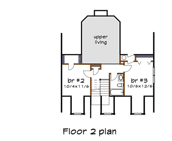 House Blueprint - Floor Plan - Upper Floor for Farmhouse House Plan #79-377 - 3 bed, 2.5 bath