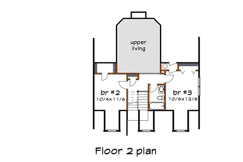House Blueprint - Floor Plan - Upper Floor for Farmhouse House Plan #79-377 - 3 bed, 2.5 bath