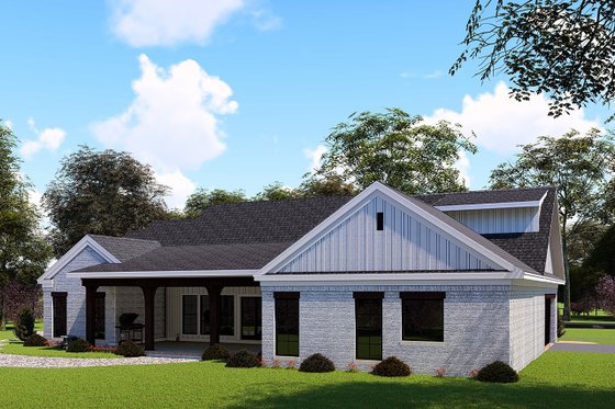 Exterior - Rear Elevation for Farmhouse House Plan #923-151 - 3 bed, 2.5 bath