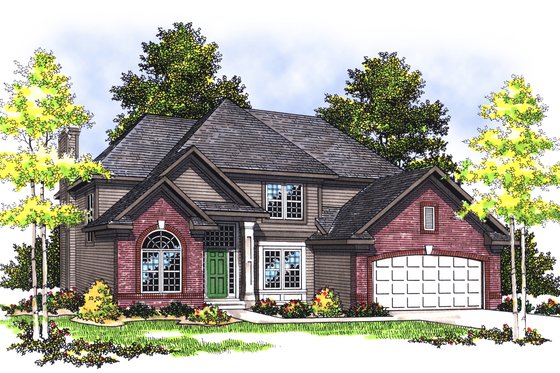 Exterior - Front Elevation for Traditional House Plan #70-387 - 4 bed, 2.5 bath