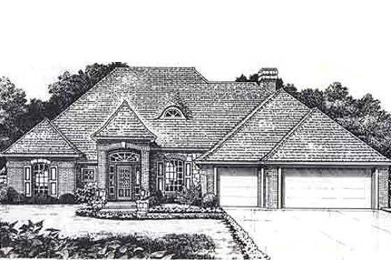 Exterior - Front Elevation for European House Plan #310-817 - 4 bed, 3 bath
