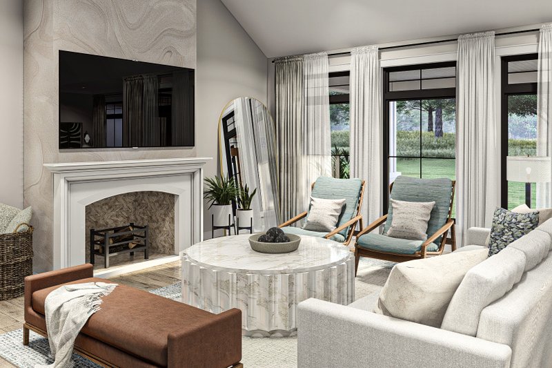 House Blueprint - Interior - Family Room for Farmhouse House Plan #455-664 - 4 bed, 2.5 bath