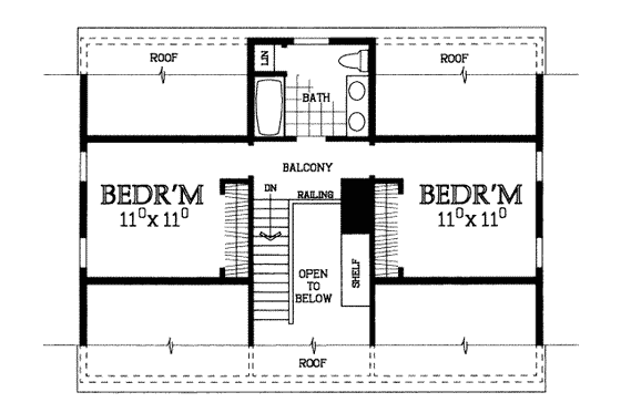 Floor Plan - Upper Floor for Colonial House Plan #72-381 - 3 bed, 2.5 bath