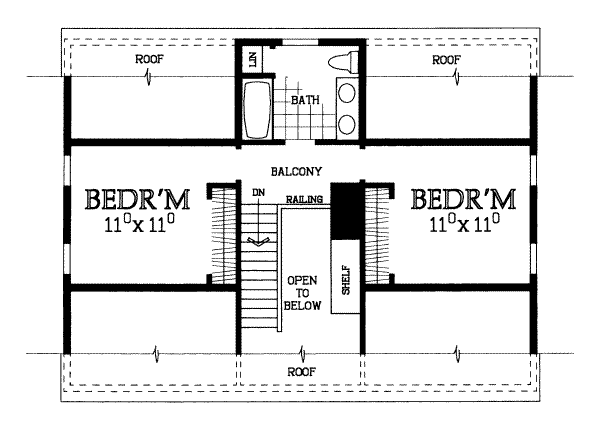 Colonial Floor Plan - Upper Floor Plan #72-381