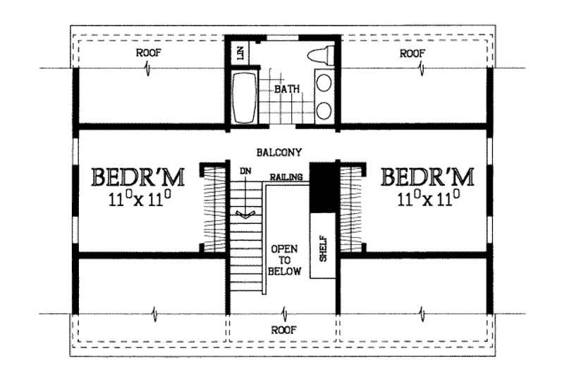 House Blueprint - Floor Plan - Upper Floor for Colonial House Plan #72-381 - 3 bed, 2.5 bath