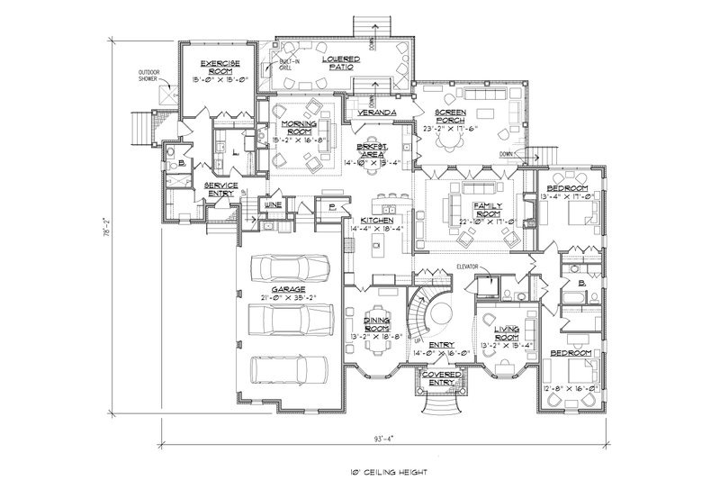 Architectural House Design - Floor Plan - Main Floor for Traditional House Plan #1054-22 - 6 bed, 6.5 bath
