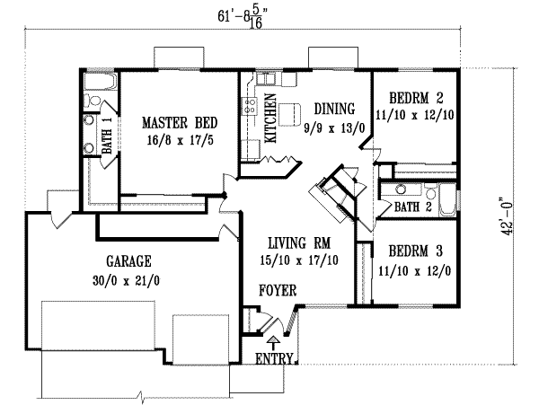 Ranch Floor Plan - Main Floor Plan #1-1127